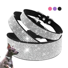 Load image into Gallery viewer, Rhinestone Collars Leather With Leash
