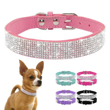 Load image into Gallery viewer, Rhinestone Collars Leather With Leash
